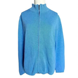 L.L. Bean Women’s Full Zip Sweater Jacket 100% Cotton Blue Size M